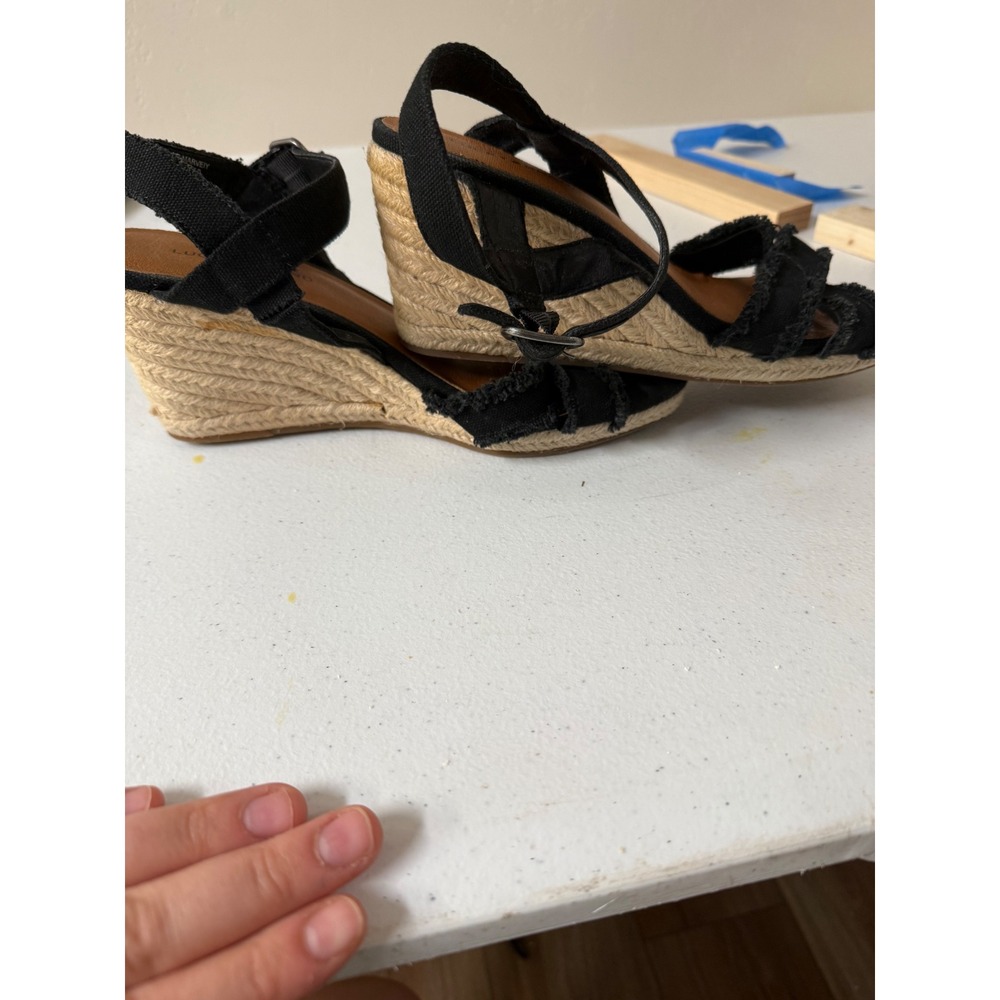 Boho Chic Resort Western Boho Casual Chic Wedge Black Lucky Brand Heel Size 9 - Picture 7 of 8